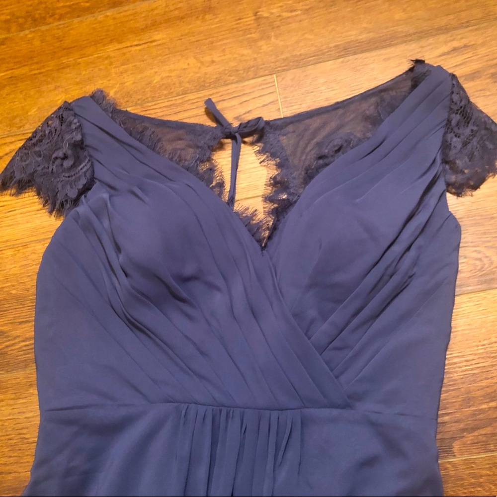 JJs House bridesmaid dress. Color is stormy.